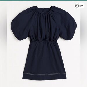 Tanya Taylor blue crewneck puff sleeve mini dress